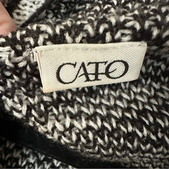 Cato Women’s Long Sleeve Black & White Knit Open Front Cardigan Sweater Sz L GUC - Picture 5 of 8